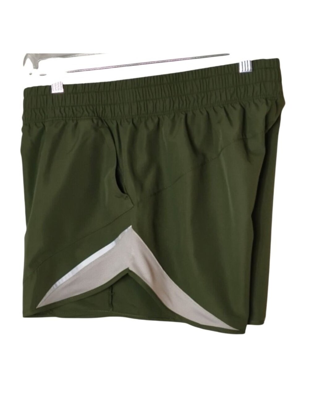 Athletic Works Womens M Running Shorts Olive Green Mesh Inserts Reflective Trim - Picture 4 of 6